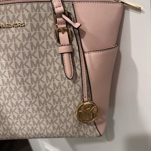Michael Kors Pink and Cream Tote with Signature Design - Picture 10 of 10